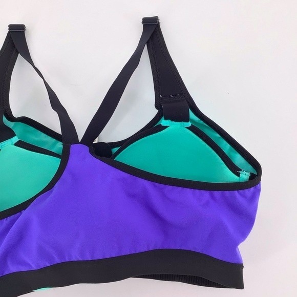 VSX Sport Victoria's Secret Bra Blue Black Green Colorblock Front Zip Size 36C - Picture 13 of 15
